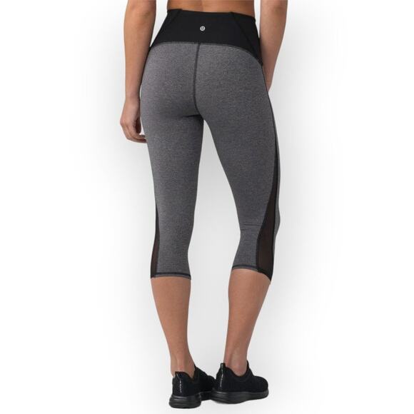 Lululemon Train Times Crop Leggings SIZE 8 Gray Black Luxtreme Training Pants - Picture 2 of 13